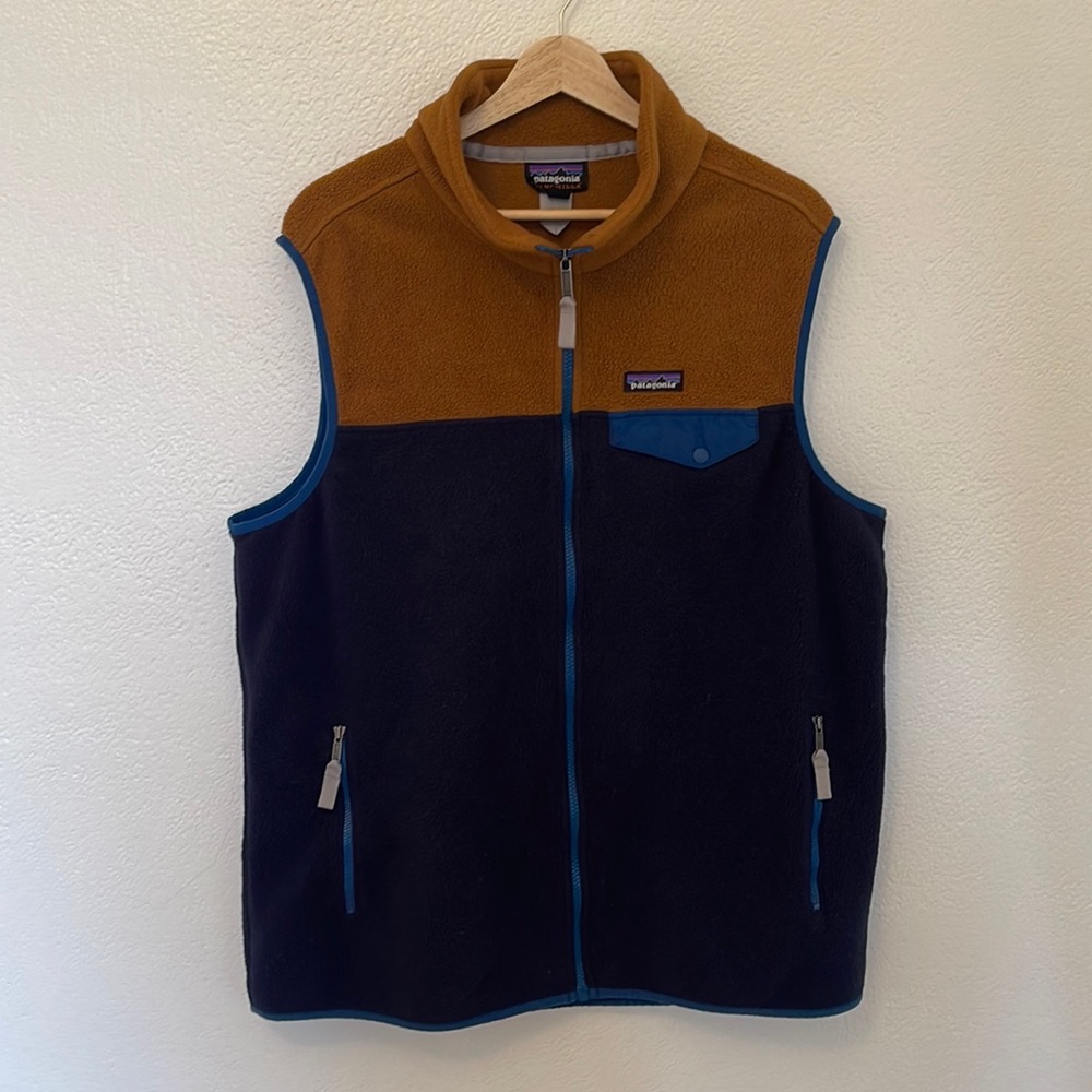 Patagonia caramel and Navy Vest